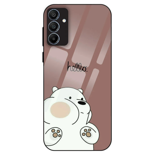 Cute Bear Minimal - Glass Case For Samsung Galaxy A15