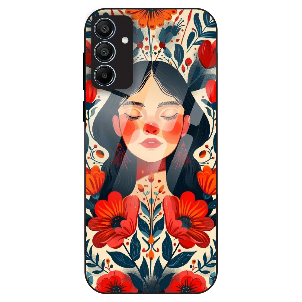 Floral Muse Portrait - Glass Case For Samsung Galaxy A15