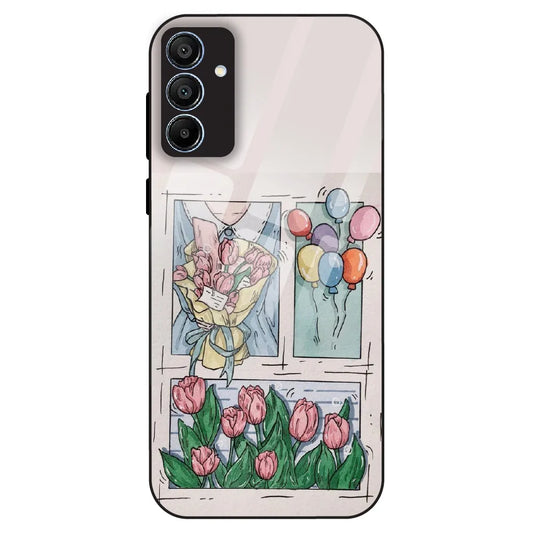 Tulip Aesthetic Sketch - Glass Case For Samsung Galaxy A15
