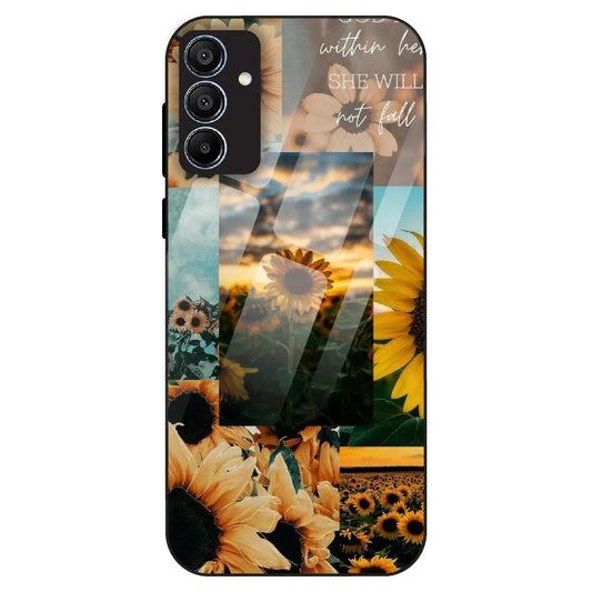 Sunflower Serenity Collage - Glass Case For Samsung Galaxy A15
