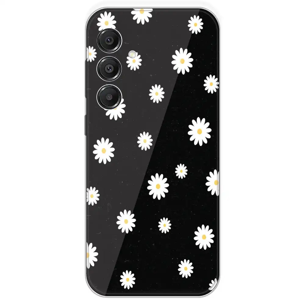 White And Black Flower - Printed Silicone Case For Samsung Galaxy A16