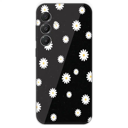 White And Black Flower - Printed Silicone Case For Samsung Galaxy A16