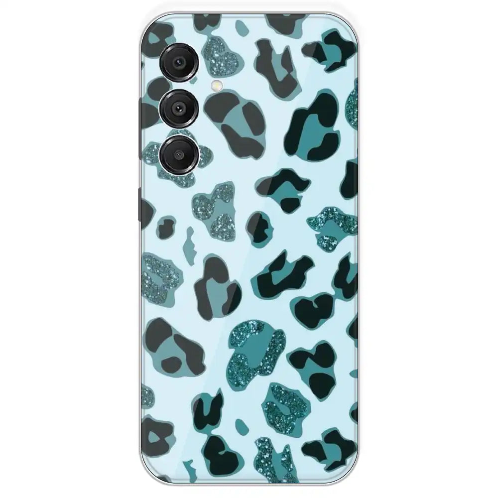 Blue Leopard Glitter Print - Printed Silicone Case For Samsung Galaxy A16