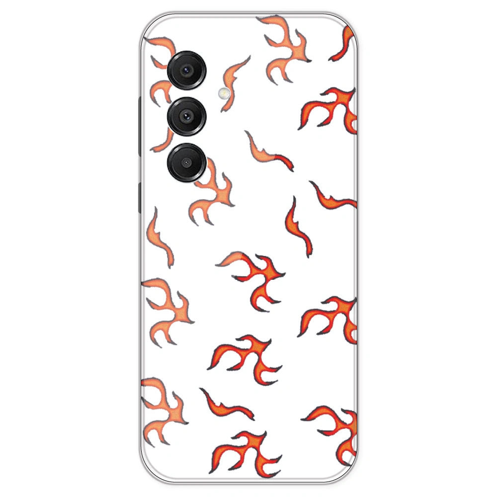 Orange Mini Flames - Clear Printed Silicone Case For Samsung Galaxy A16