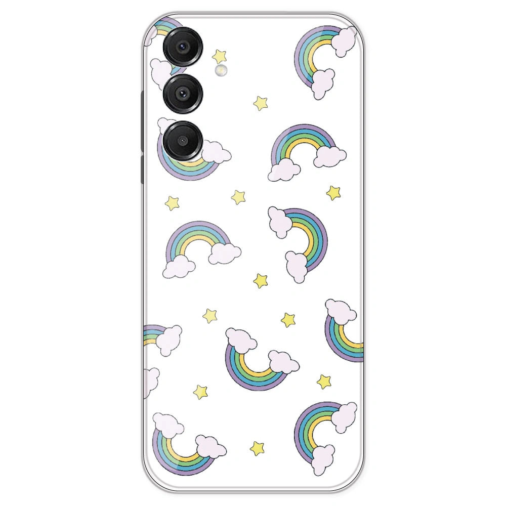 Rainbow With Clouds - Clear Printed Silicone Case For Samsung Galaxy A16