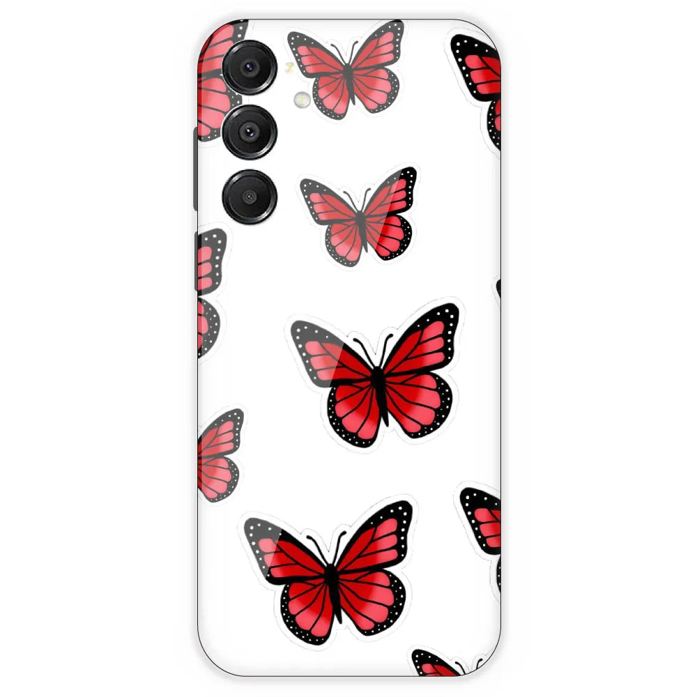 Red Butterfly - Clear Printed Silicone Case For Samsung Galaxy A16 5G