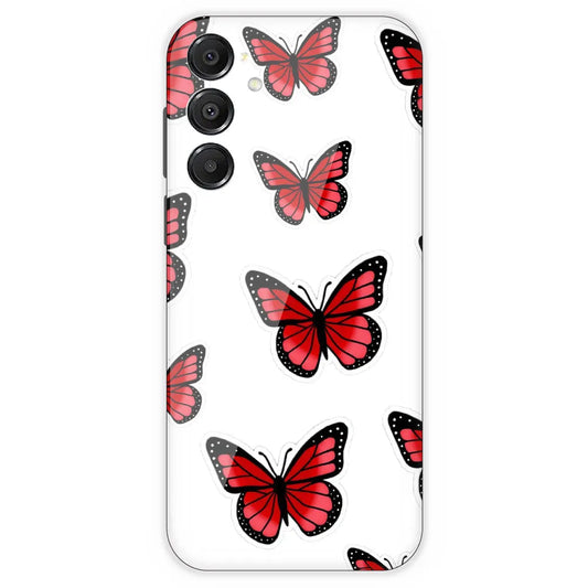 Red Butterfly - Clear Printed Silicone Case For Samsung Galaxy A16 5G