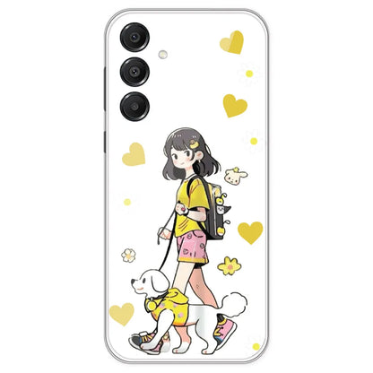 Yellow Girl And Dog - Clear Printed Silicone Case For Samsung Galaxy A16