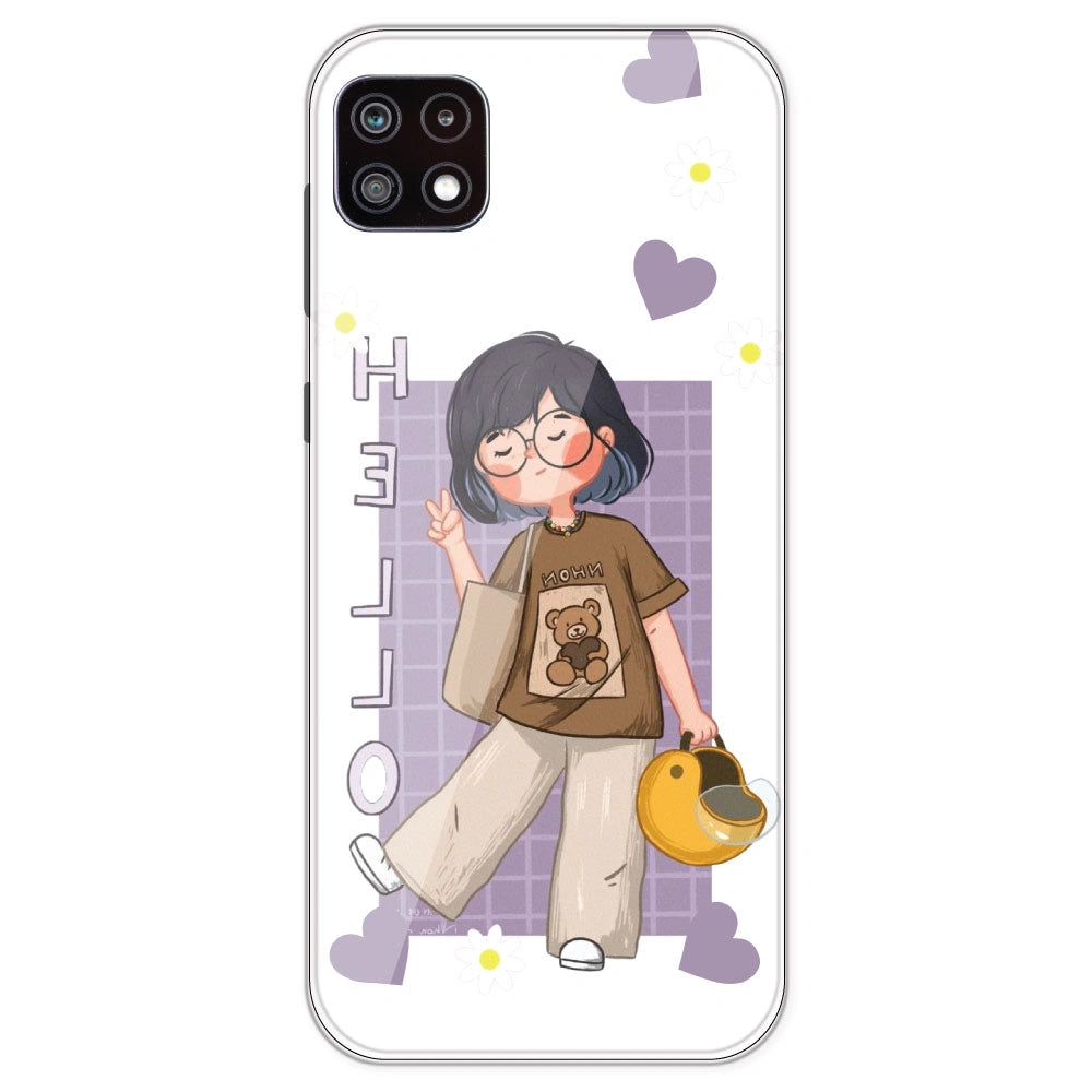 Introvert Girl - Clear Printed Silicone Case For Samsung Galaxy A22