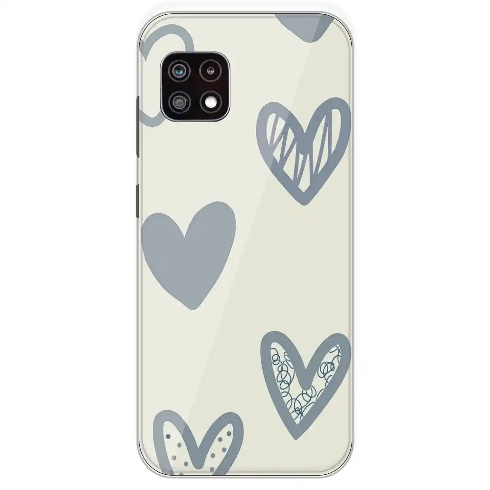 Light Blue Hearts - Printed Silicone Case For Samsung Galaxy A22