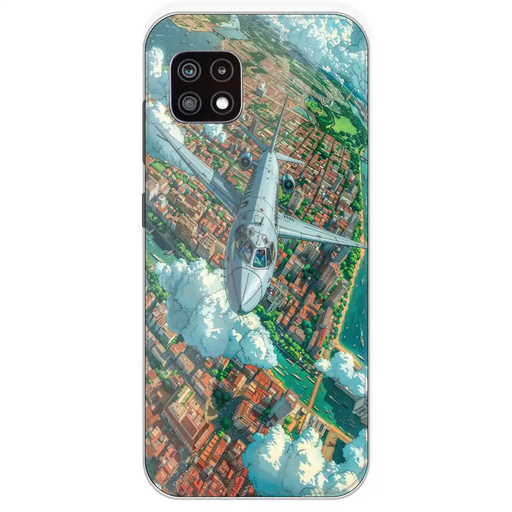 Flying Over City - Printed Silicone Case For Samsung Galaxy A22