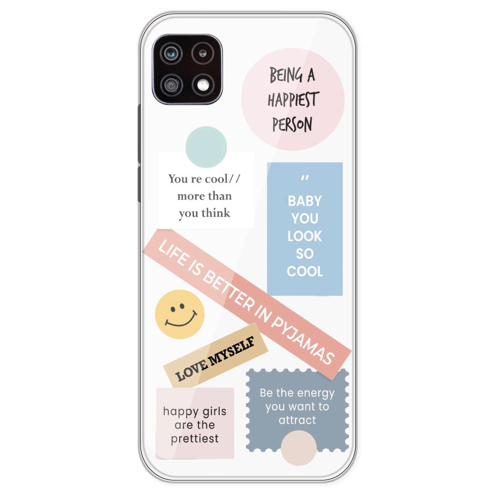 Be Happy - Clear Printed Silicone Case For Samsung Galaxy A22