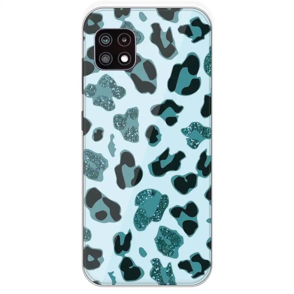 Blue Leopard Glitter Print - Printed Silicone Case For Samsung Galaxy A22
