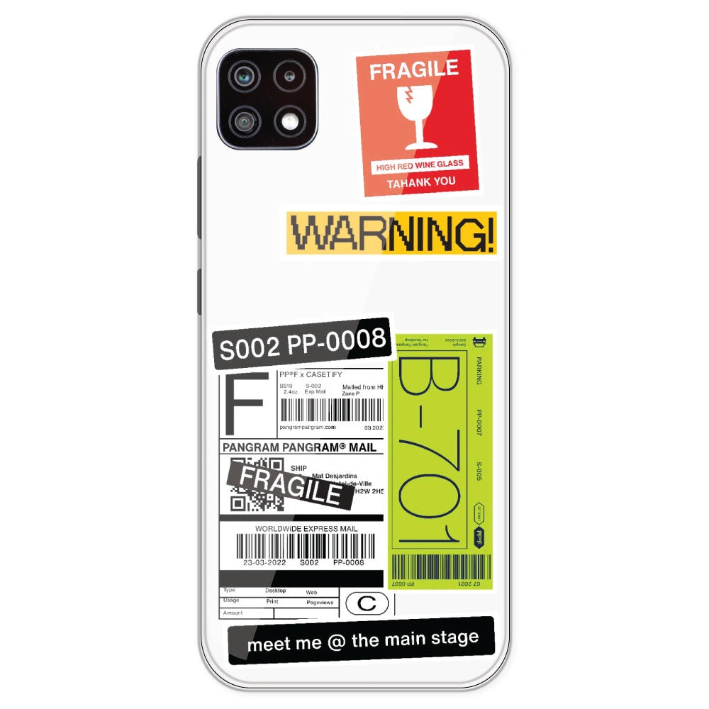 Fragile Labels - Clear Printed Silicone Case For Samsung Galaxy A22