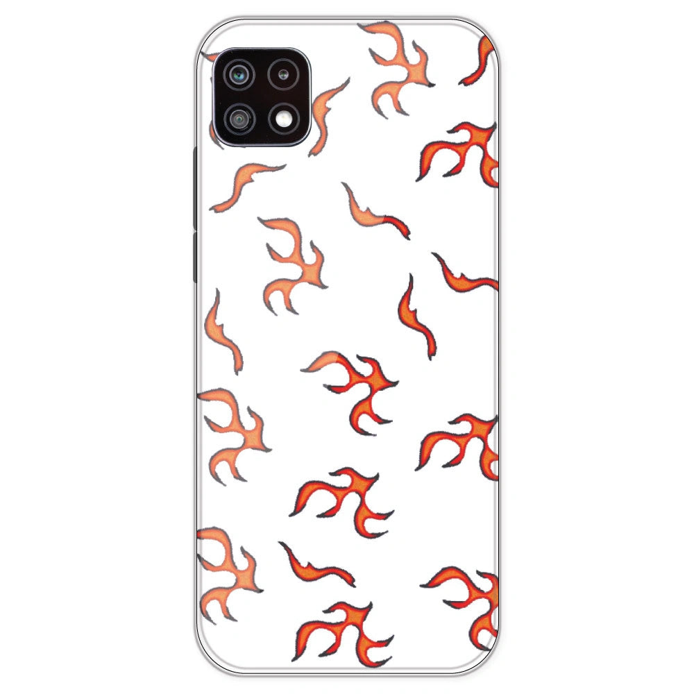Orange Mini Flames - Clear Printed Silicone Case For Samsung Galaxy A22