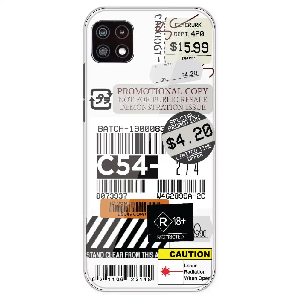 Labels - Clear Printed Silicone Case For Samsung Galaxy A22