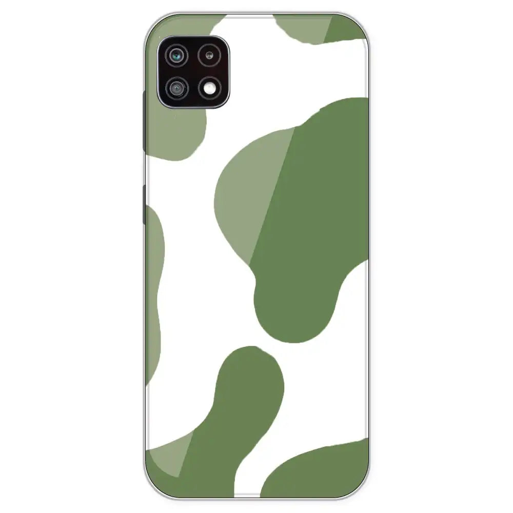 Olive Green Cow Print - Clear Printed Silicone Case For Samsung Galaxy A22