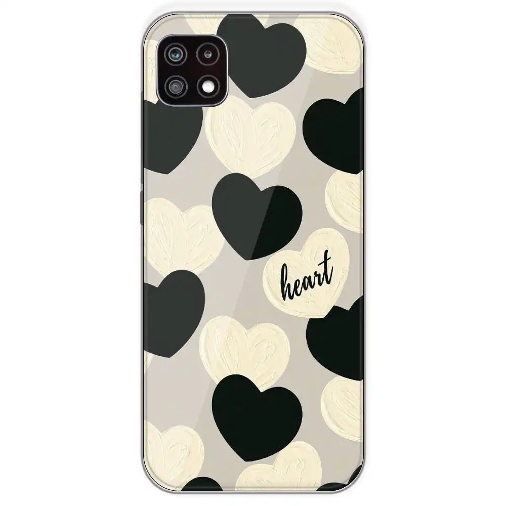 Black And White Heart - Printed Silicone Case For Samsung Galaxy A22 5G