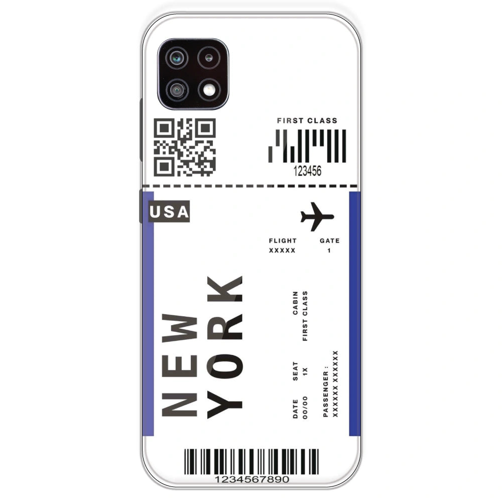 New York Ticket - Clear Printed Silicone Case For Samsung Galaxy A22