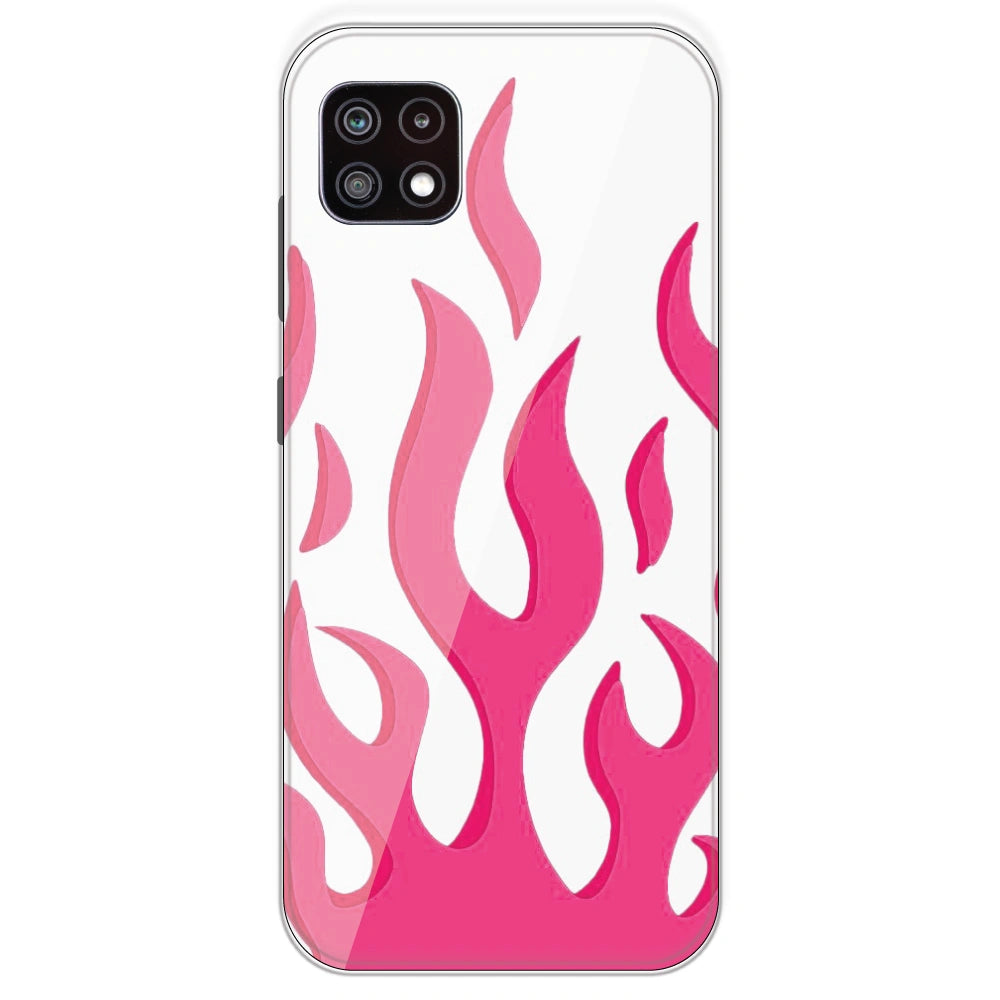 Pink Flames - Clear Printed Silicone Case For Samsung Galaxy A22