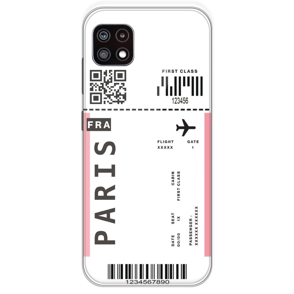 Paris Ticket - Clear Printed Silicone Case For Samsung Galaxy A22