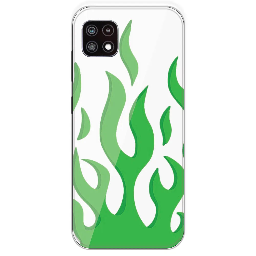 White Aesthetic Flame - Clear Printed Silicone Case For Samsung Galaxy A22