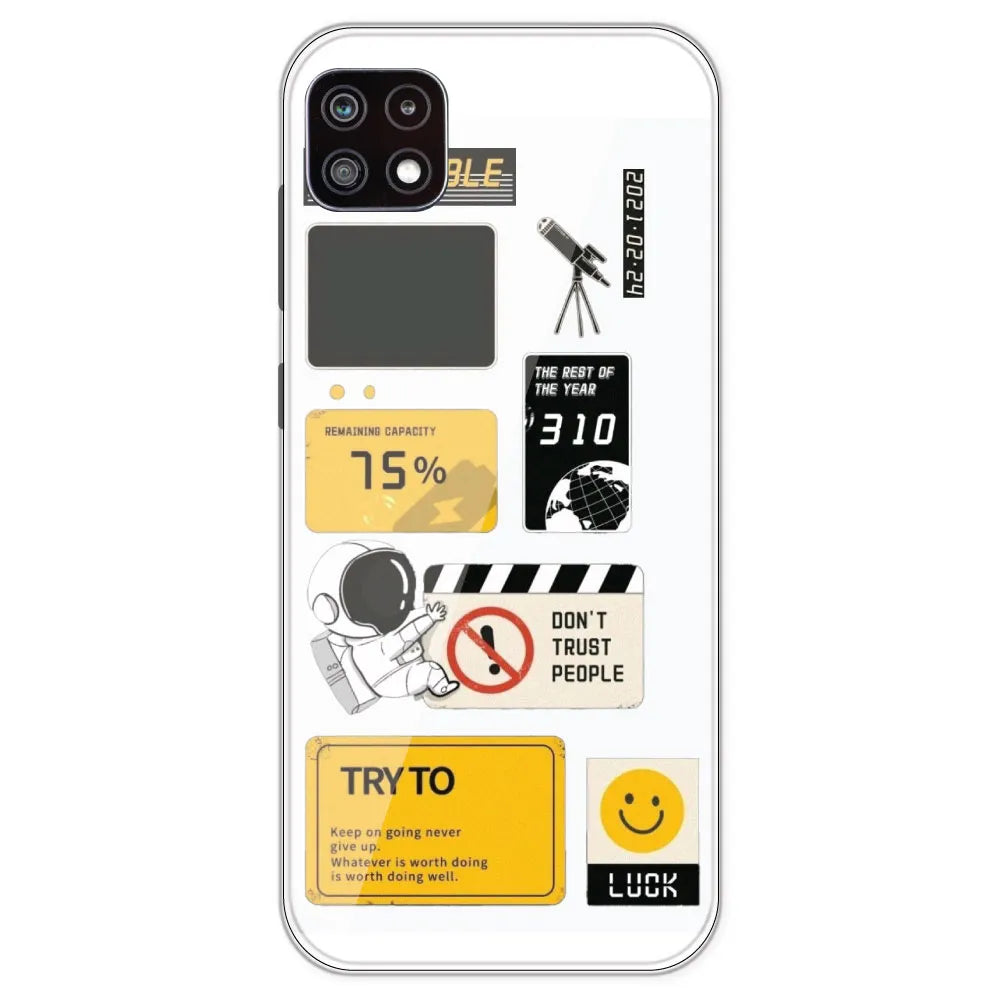 Space - Clear Printed Silicone Case For Samsung Galaxy A22