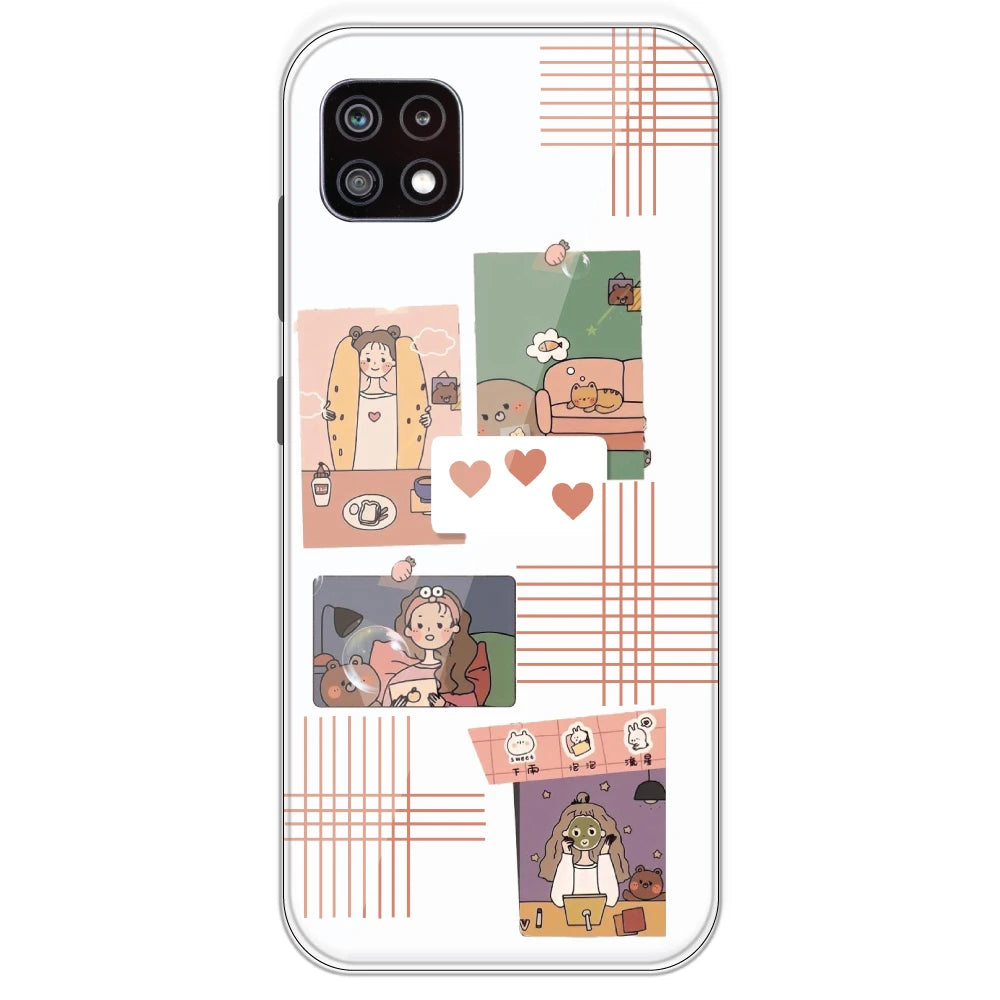 Cute Girl Collage - Clear Printed Silicone Case For Samsung Galaxy A22