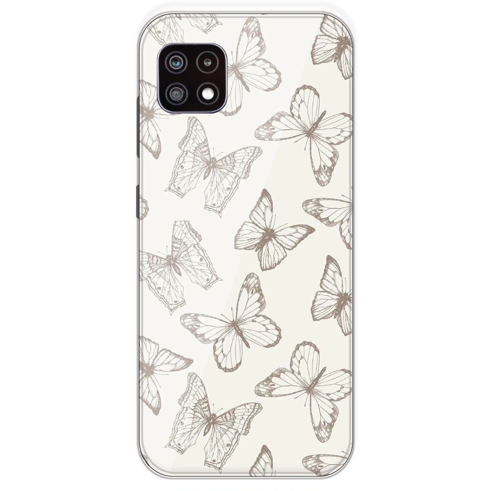 White Butterflies - Printed Silicone Case For Samsung Galaxy A22