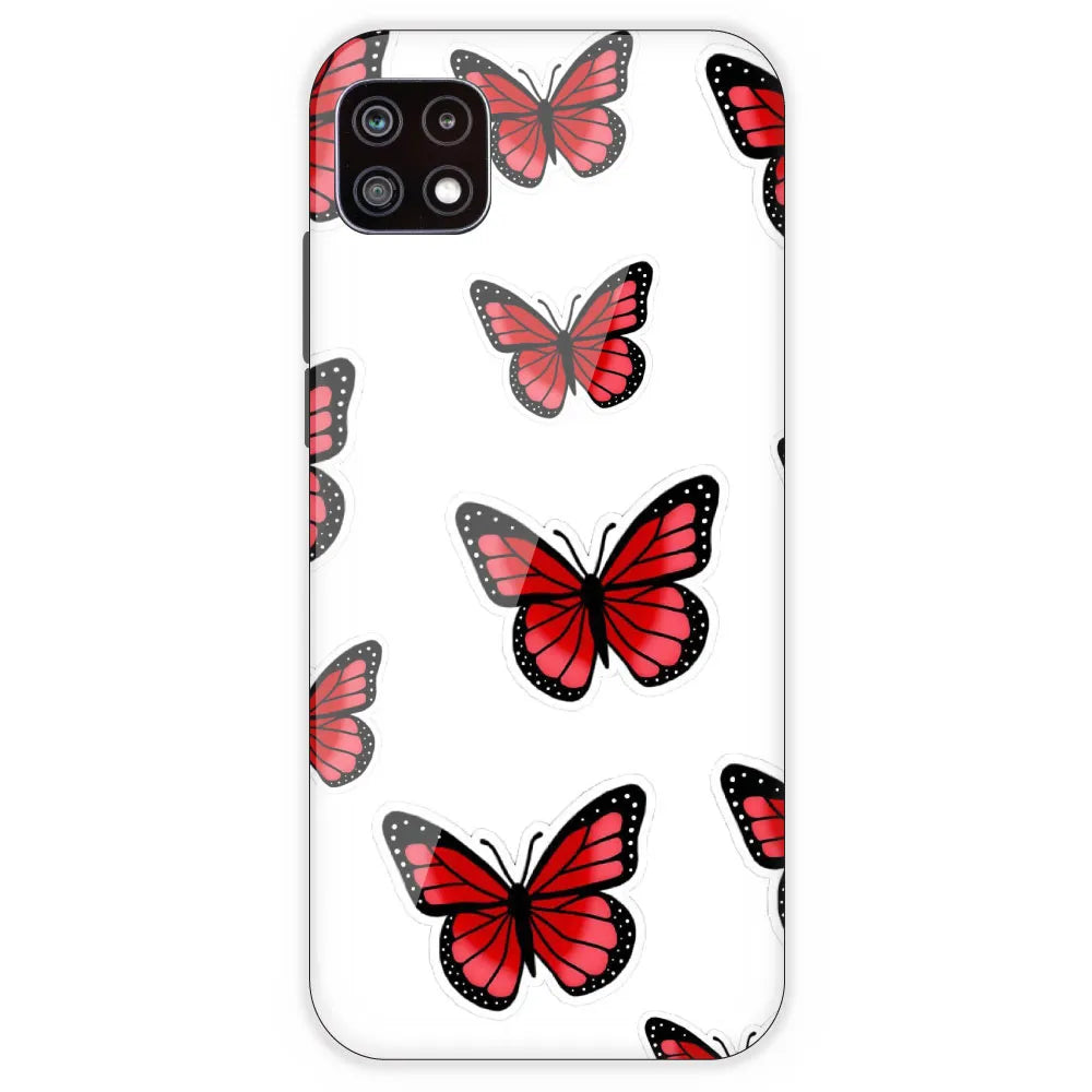 Red Butterfly - Clear Printed Silicone Case For Samsung Galaxy A22