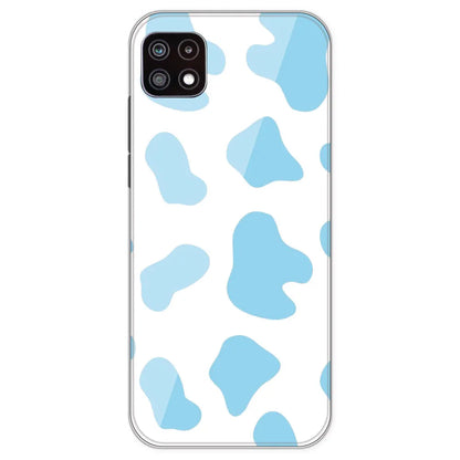 Blue Cow Print - Clear Printed Silicone Case For Samsung Galaxy A22