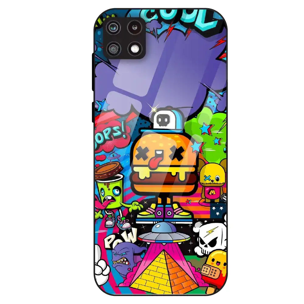 Colorful Graffiti Cartoon - Glass Case For Samsung Galaxy A22