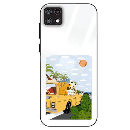 Cute Dog Travel Cartoon - Glass Case For Samsung Galaxy A22