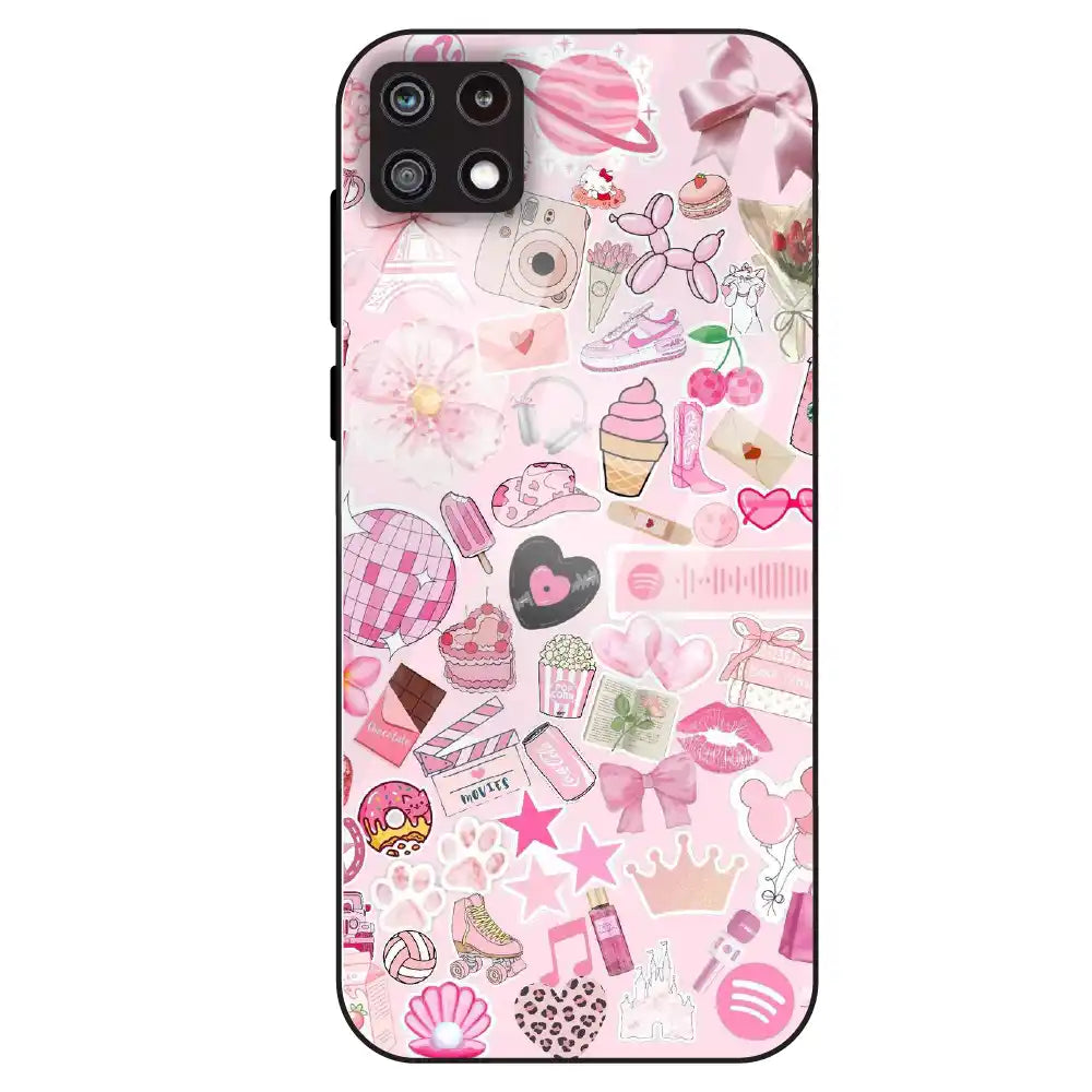 Pink Pop Aesthetic Collage - Glass Case For Samsung Galaxy A22