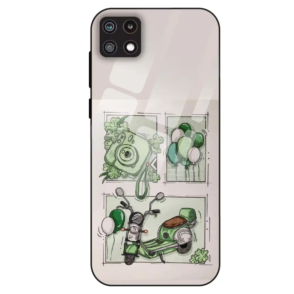 Vintage Green Sketch Aesthetic - Glass Case For Samsung Galaxy A22