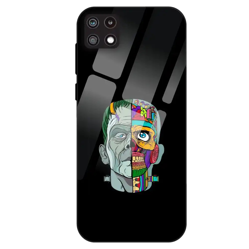 Half Skull Pop Art - Glass Case For Samsung Galaxy A22