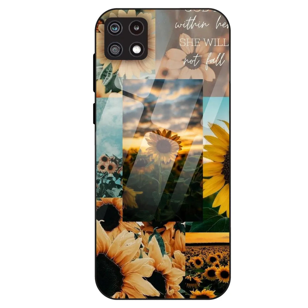 Sunflower Serenity Collage - Glass Case For Samsung Galaxy A22
