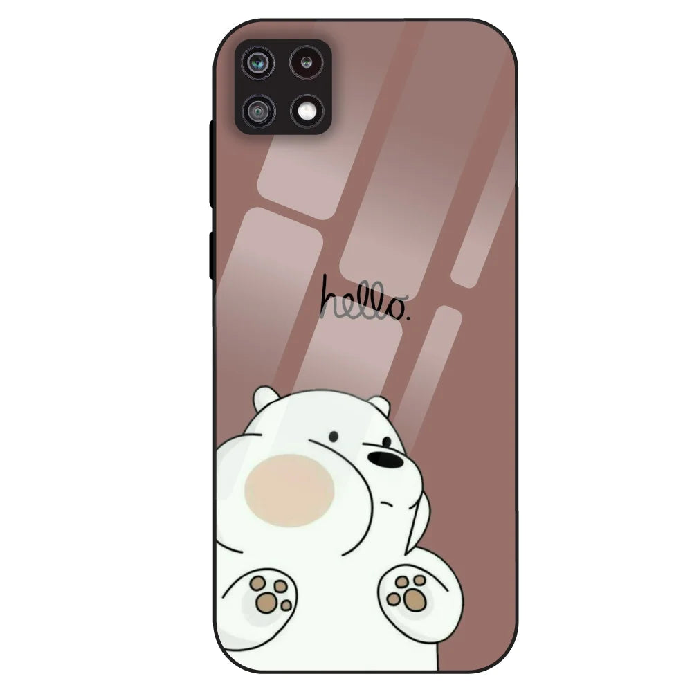 Cute Bear Minimal - Glass Case For Samsung Galaxy A22