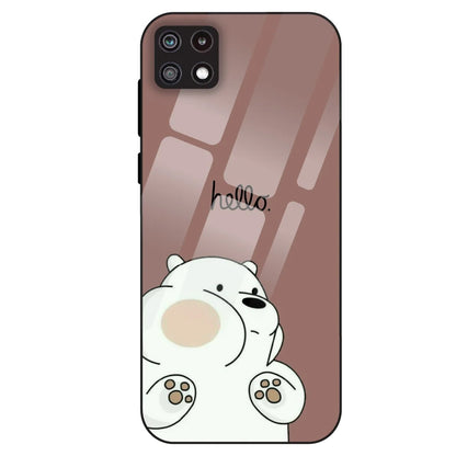 Cute Bear Minimal - Glass Case For Samsung Galaxy A22