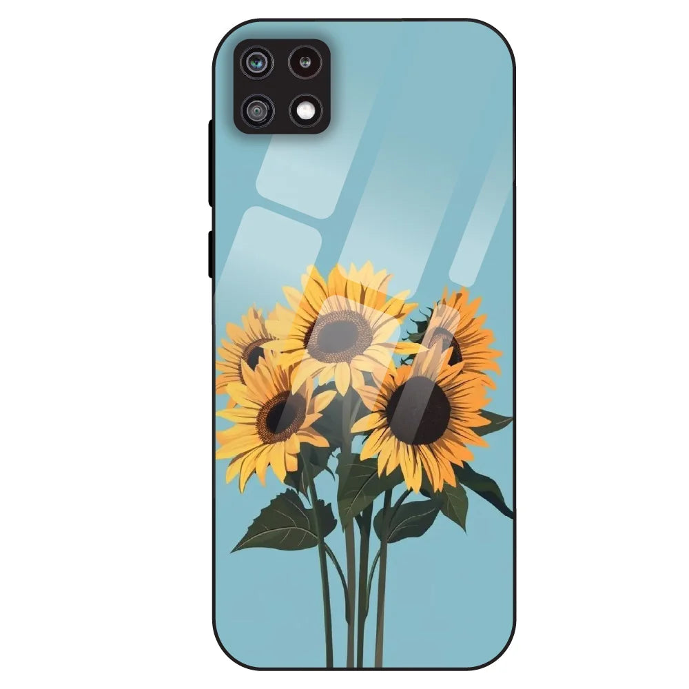 Sunflower Serenity - Glass Case For Samsung Galaxy A22