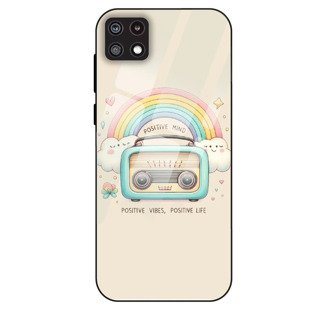 Positive Vibes Retro - Glass Case For Samsung Galaxy A22