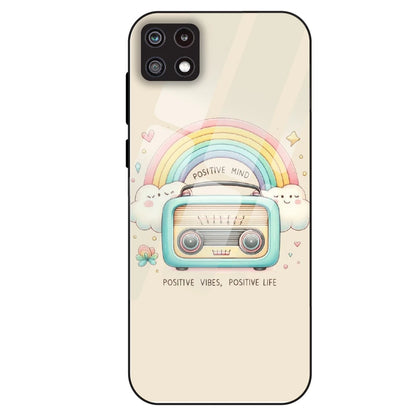 Positive Vibes Retro - Glass Case For Samsung Galaxy A22