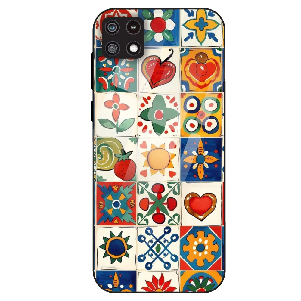 Colorful Tile Art - Glass Case For Samsung Galaxy A22
