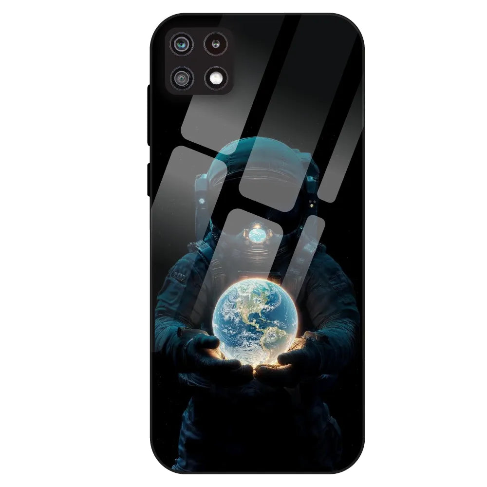 Astronaut Holding Earth - Glass Case For Samsung Galaxy A22