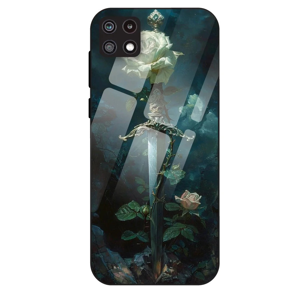 Mystic Sword Rose - Glass Case For Samsung Galaxy A22