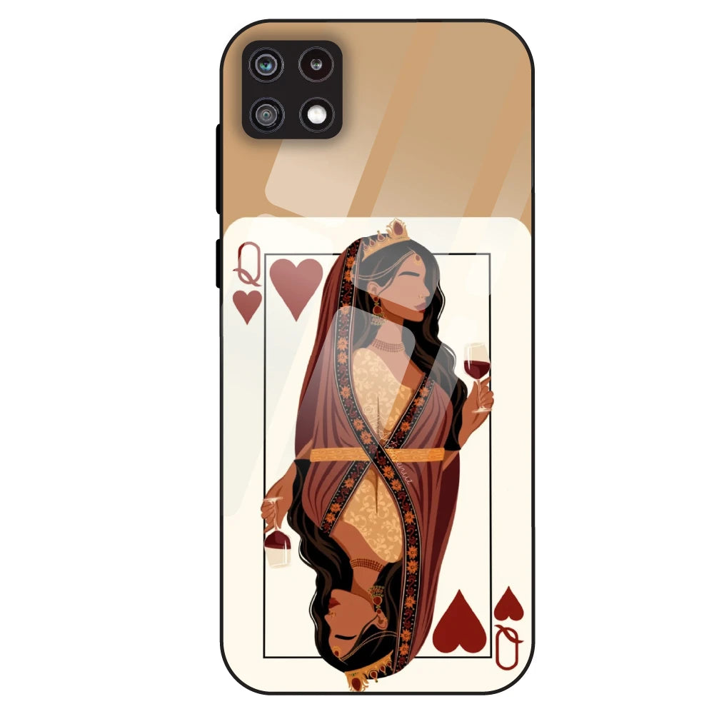 Queen of Hearts Design - Glass Case For Samsung Galaxy A22