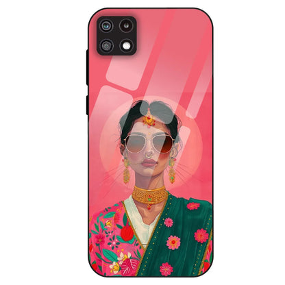 Royal Ethnic Diva - Glass Case For Samsung Galaxy A22
