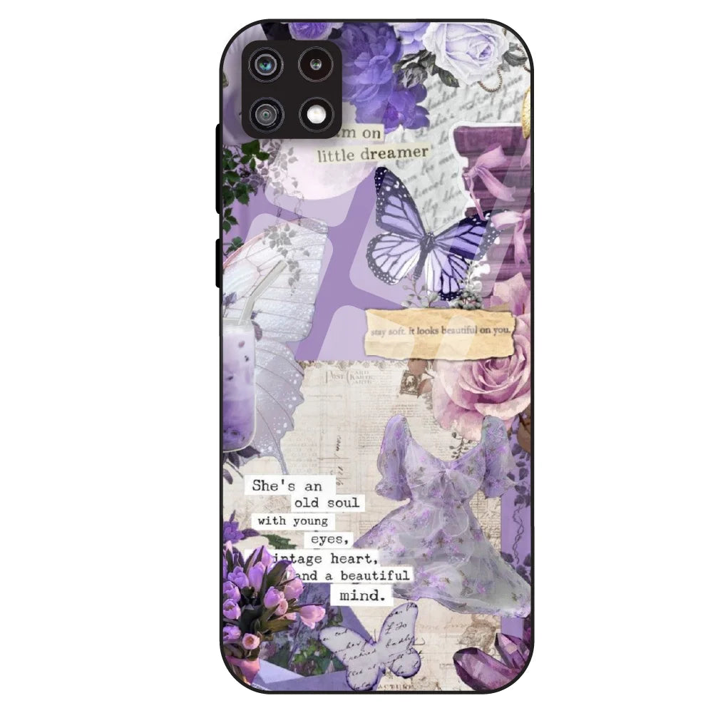 Lavender Vintage Collage - Glass Case For Samsung Galaxy A22