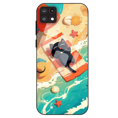Beach Cat Aesthetic - Glass Case For Samsung Galaxy A22