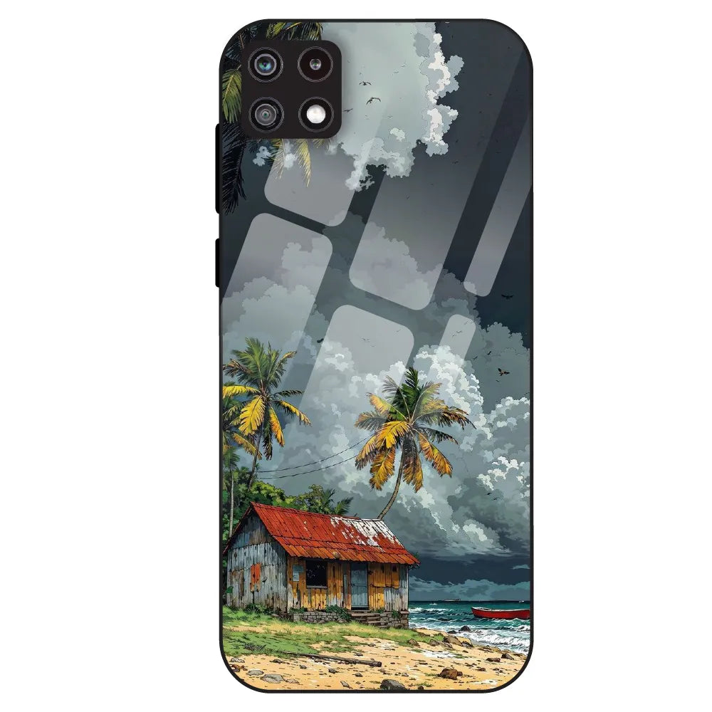Tropical Beach Hut - Glass Case For Samsung Galaxy A22